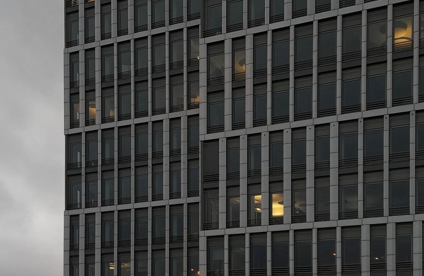 Windows and lighting on a commercial building