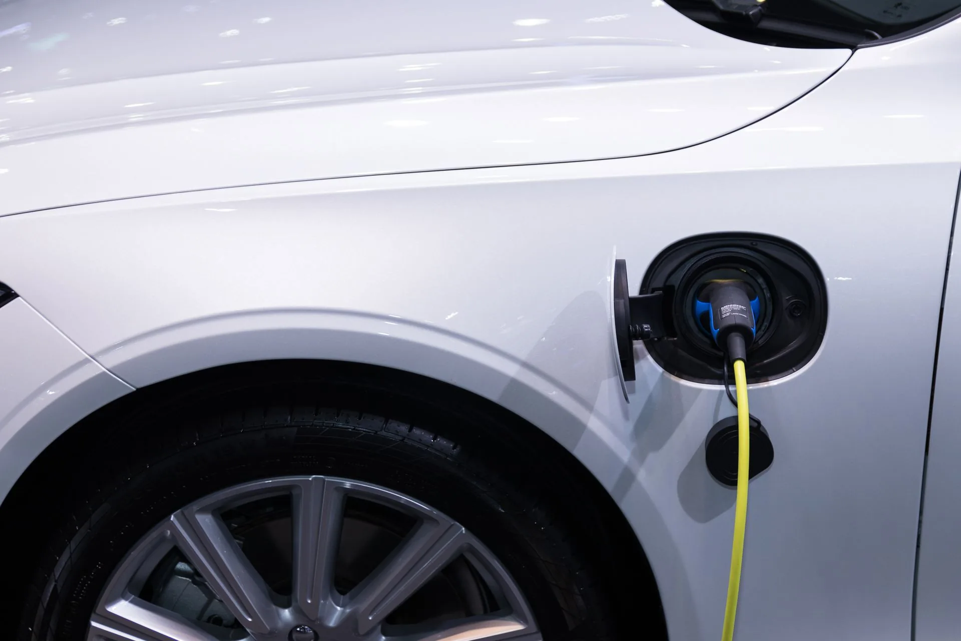 Electric vehicle connected to a charging station